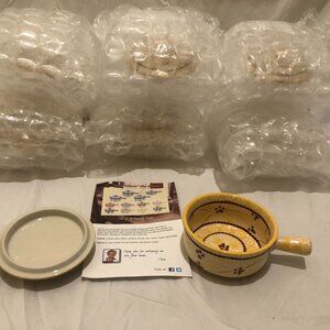 Temp-Tations by Tara-Old World, Gold/Multi-Color, 6 Handled 15oz Soup Bowls w/ L